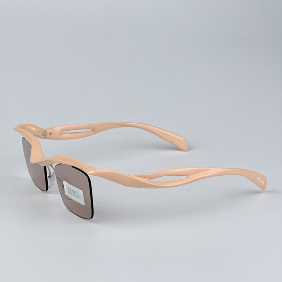 Prada PRA15S 18Q4I2 BRAND NEW Sunglasses Peach Light Brown Rectangle Unisex - Picture 7 of 13